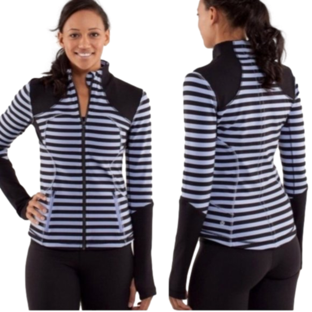 Lululemon Forme Jacket Sea Stripe Polar Haze Black